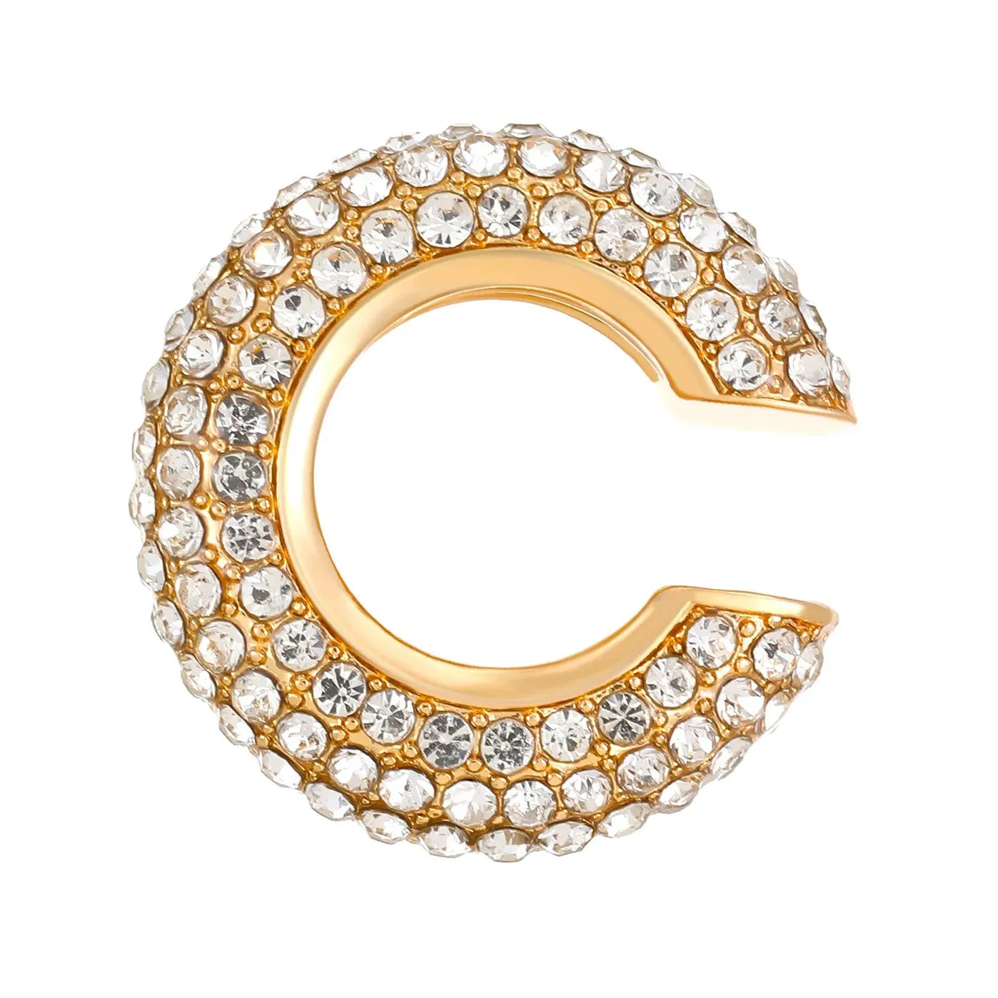 Vintage Round C Shape Cartilage Clip Earrings for Women Copper Rhinestone Jewelry