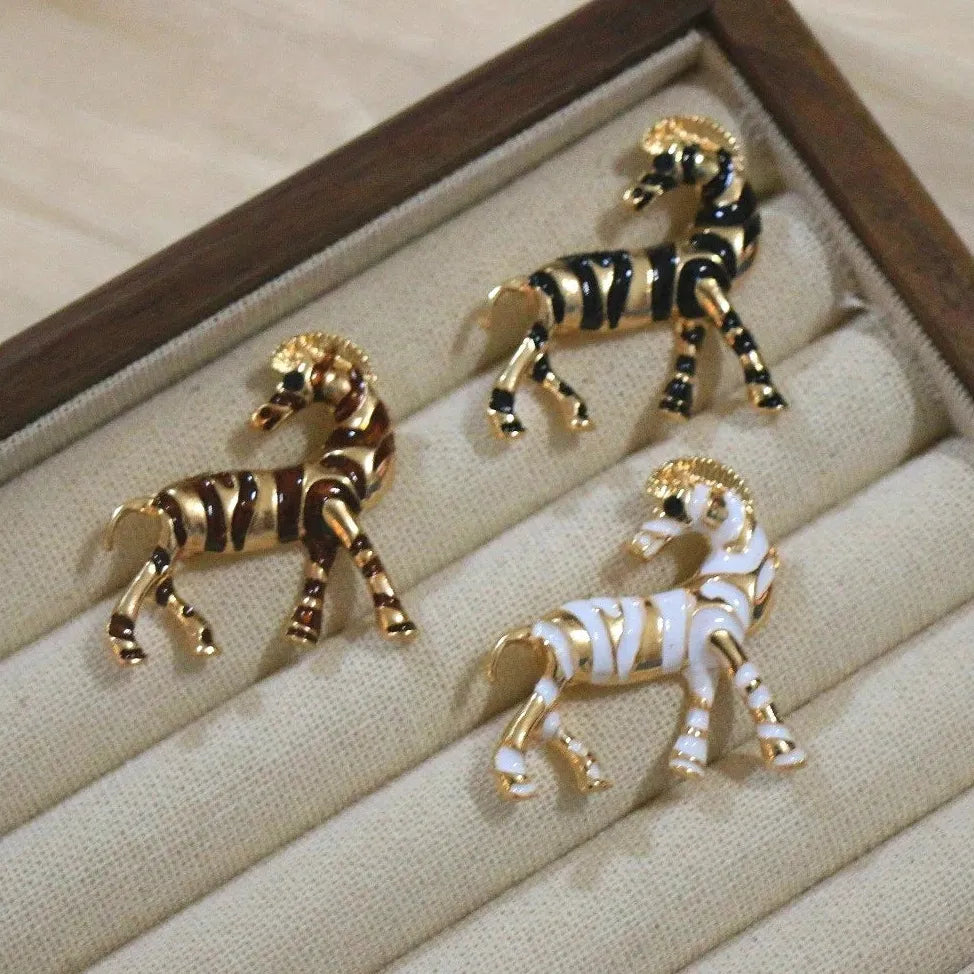 Luxury Zebra Animal Brooch Pin Classic Style Gift for Men Women