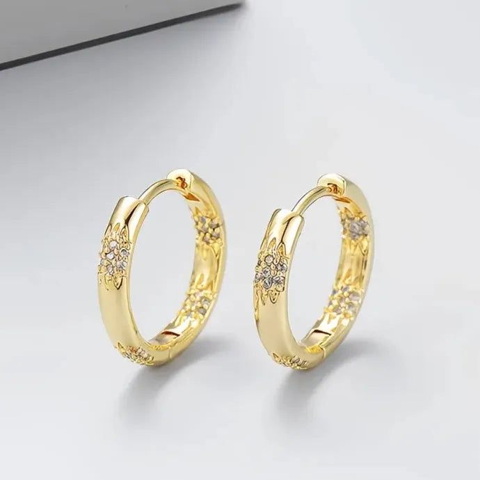 Gold Circle Earrings with Cubic Zirconia Geometric Hoop Jewelry for Women