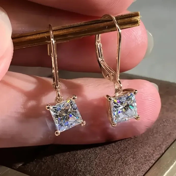 Luxury Geometric Cubic Zirconia Solitaire Drop Earrings for Women