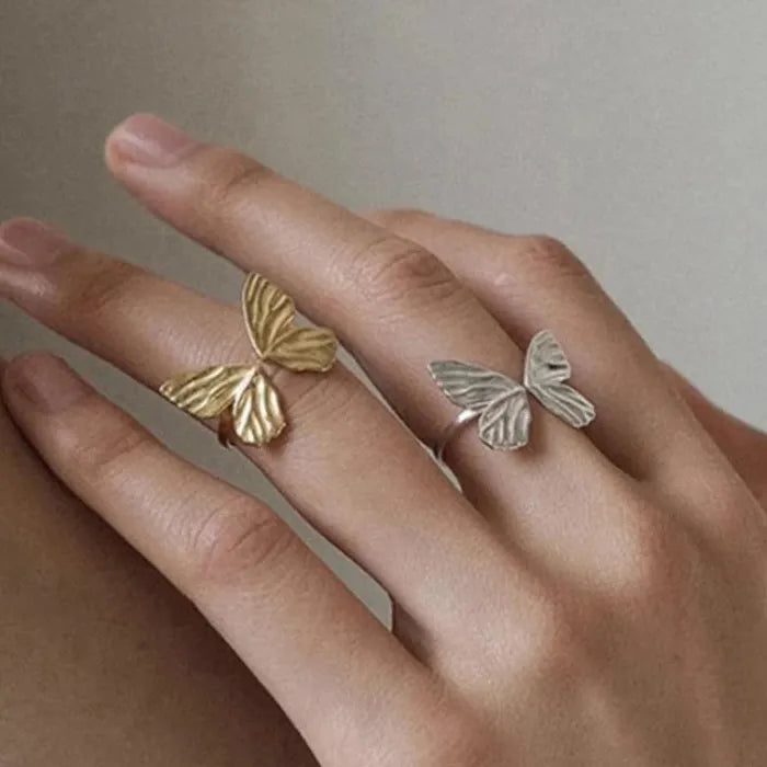 Personalized Copper Butterfly Open Ring Vintage Geometric Jewelry Gift Women