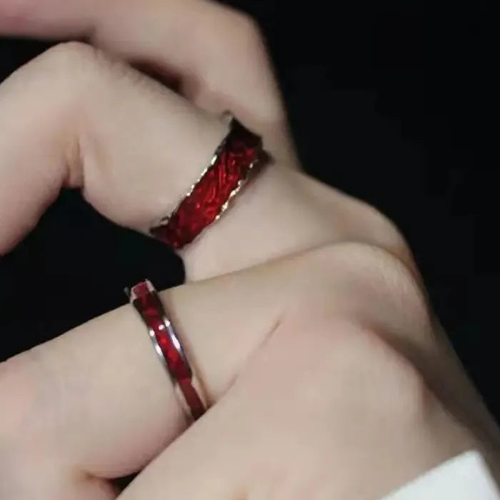 Adjustable Y2K Red Drip Oil Geometric Punk Vintage Cocktail Ring Gift