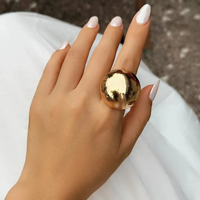Geometric Oval Adjustable Unisex Fashion Ring Symbolizing Balance and Harmony