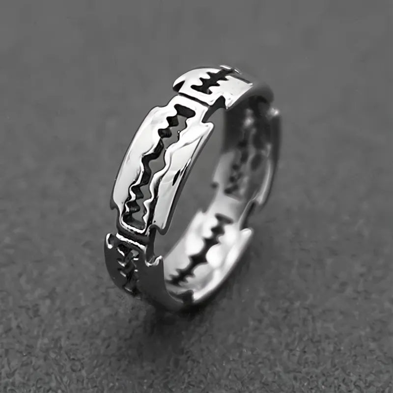Korean Style Punk Razor Blade 316L Stainless Steel Couple Rings for Men Women