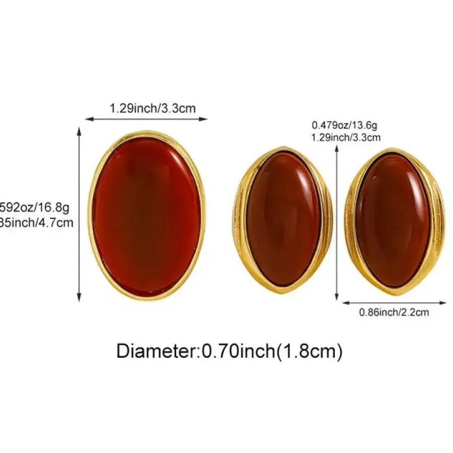 Red Acrylic Oval Geometric Stud Earrings for Women Fashion Jewelry