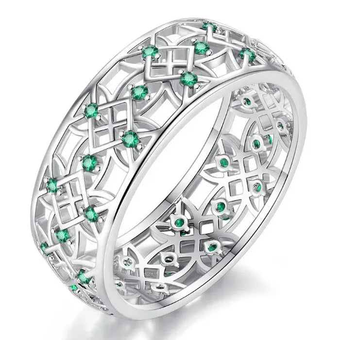 Copper Women’s Ring Hollow Flower Cubic Zirconia Inlay Fashion Wedding Gift