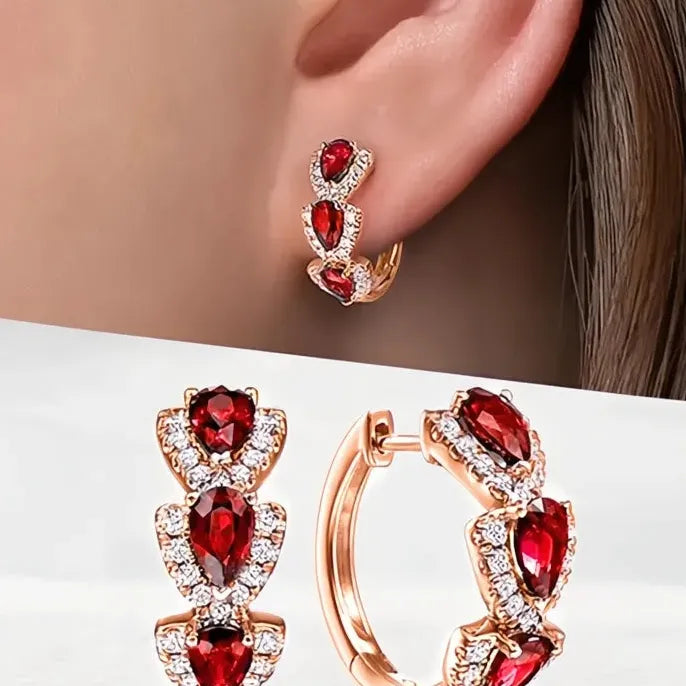 Luxury Trendy Blue Cubic Zirconia Hoop Earrings for Women Wedding Party Anniversary Gift
