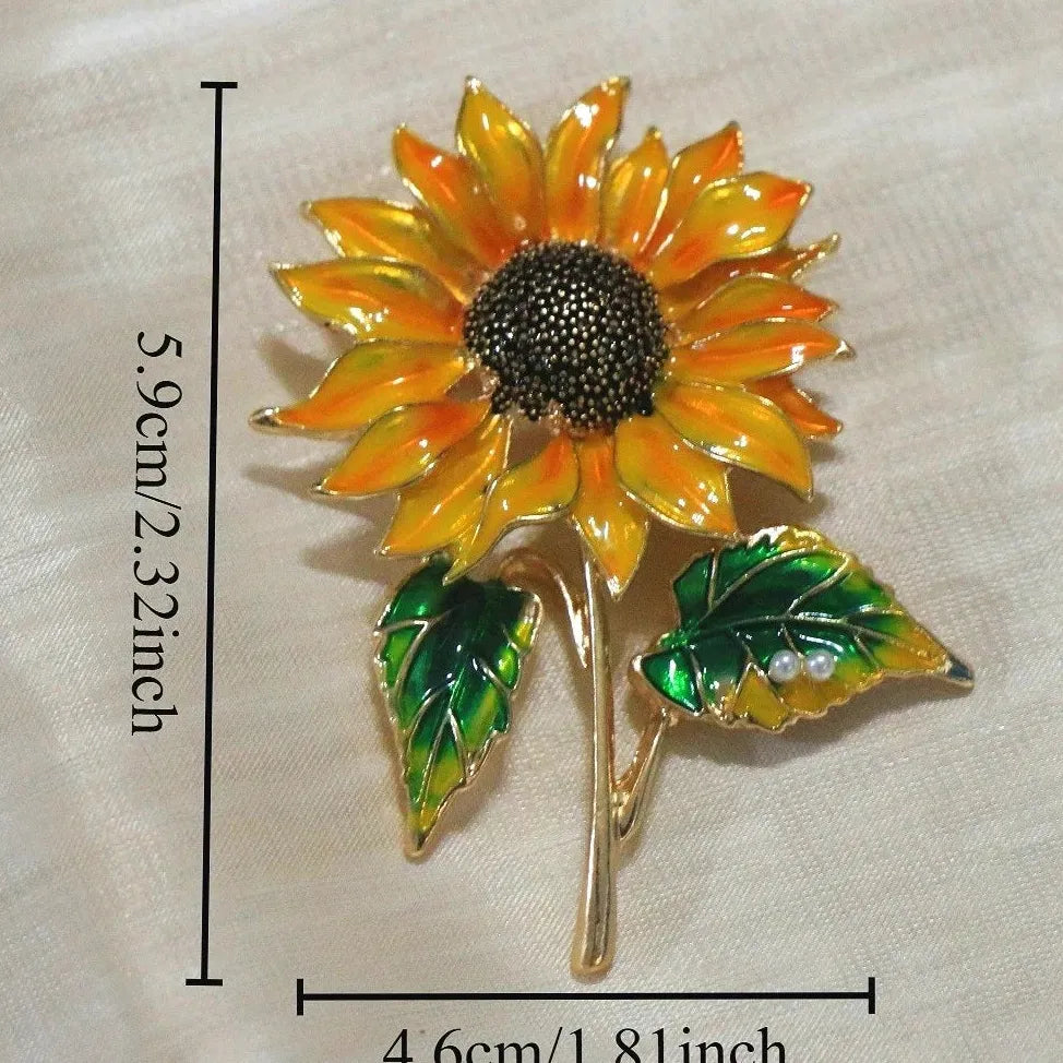 Luxury Sunflower Brooch Pin Classic Jewelry Gift for Men Women