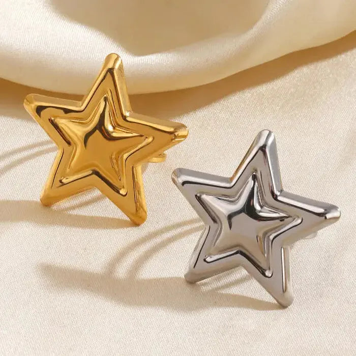Unisex Stainless Steel Large Five-Pointed Star Ring Minimalist Jewelry Accessory