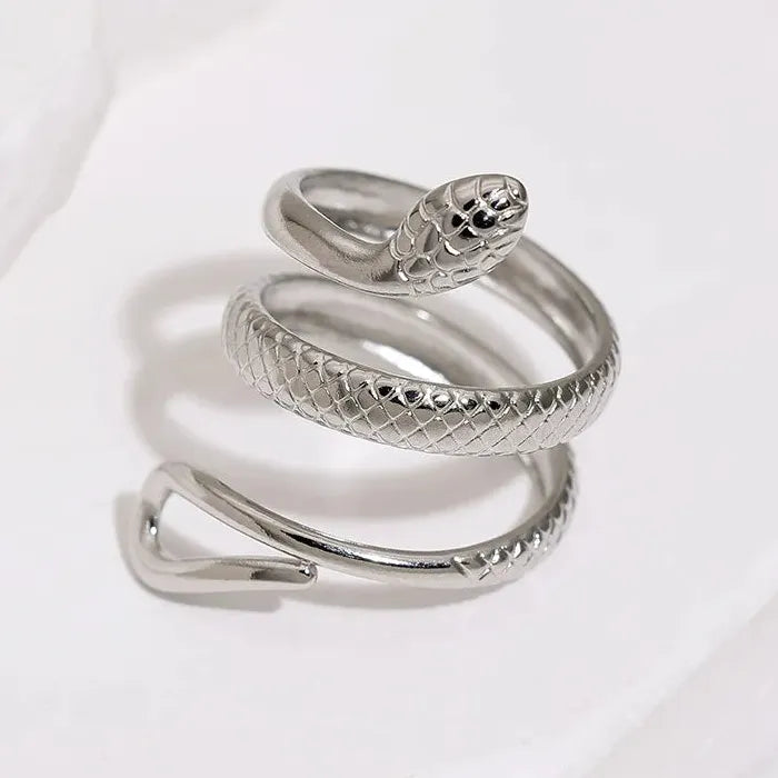 Adjustable Stainless Steel Snake Ring Hip-Hop Rock Waterproof Jewelry