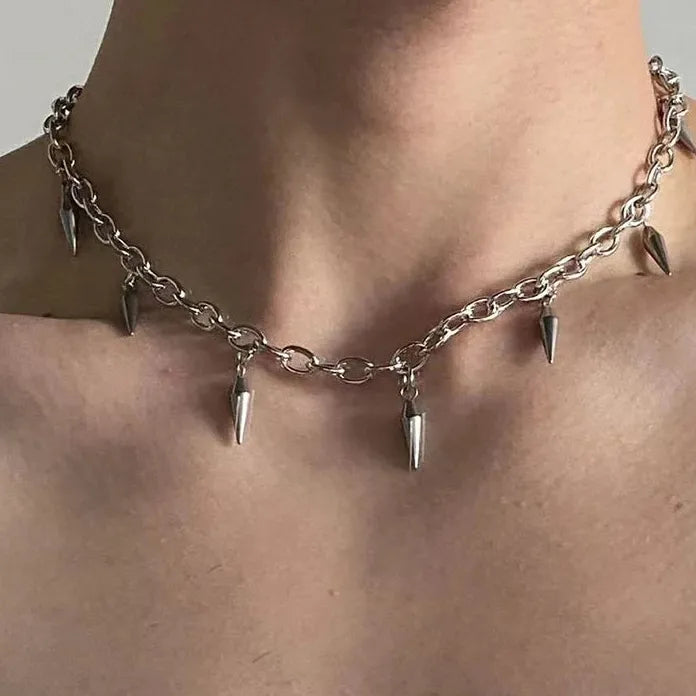 Men's Stainless Steel Knotted Thorn Necklace Hip Hop Silver Pendant Jewelry