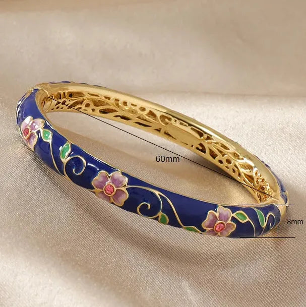 18k Gold Plated Stainless Steel Butterfly Enamel Bangle Featuring Zircon 2025