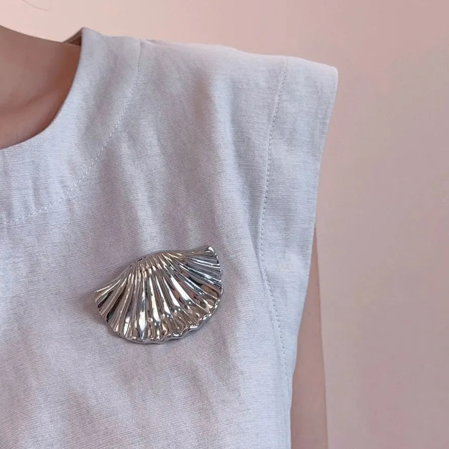 Stainless Steel Geometric Brooch Pin Metal Jewelry Accessory for Women Men