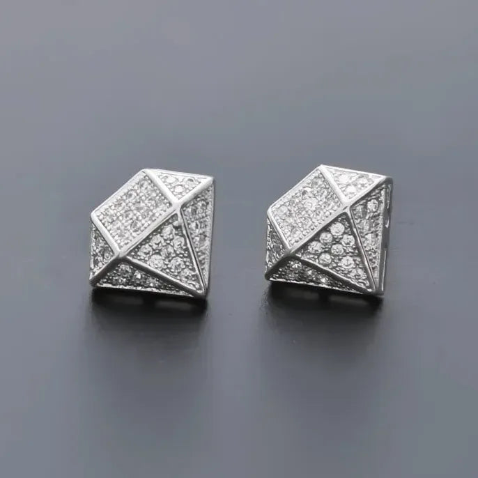 Silver Geometric Cubic Zirconia Stud Earrings for Women Party Wedding Jewelry