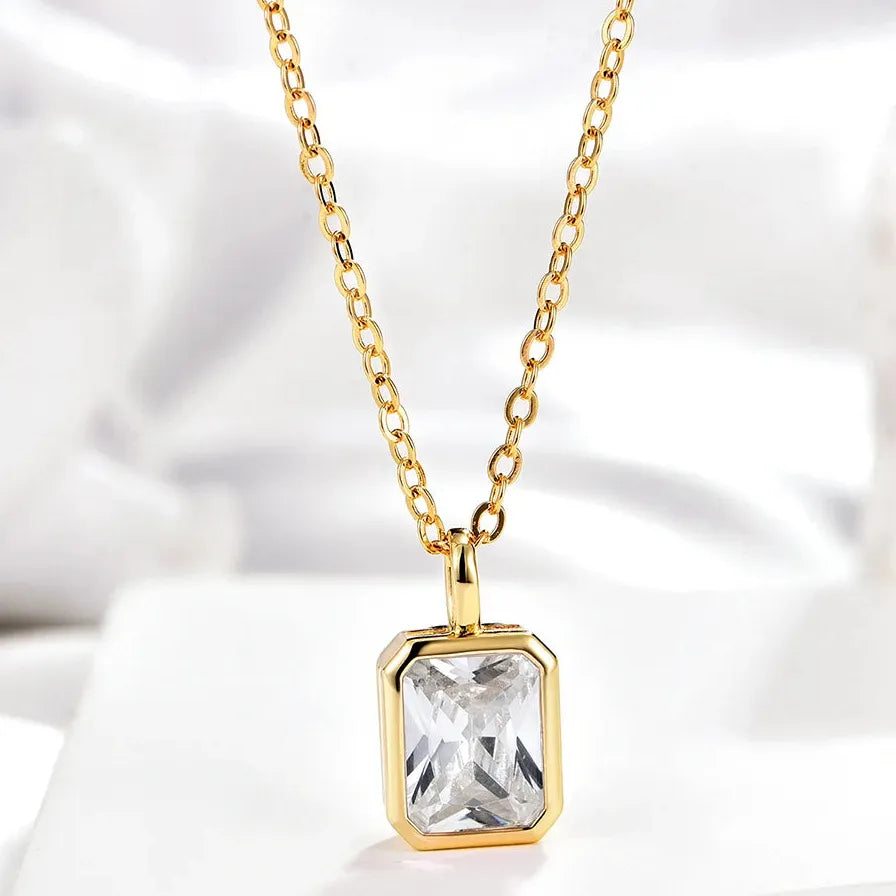 Multicolor Crystal Square Zircon Gold Choker Necklace for Women Party Jewelry