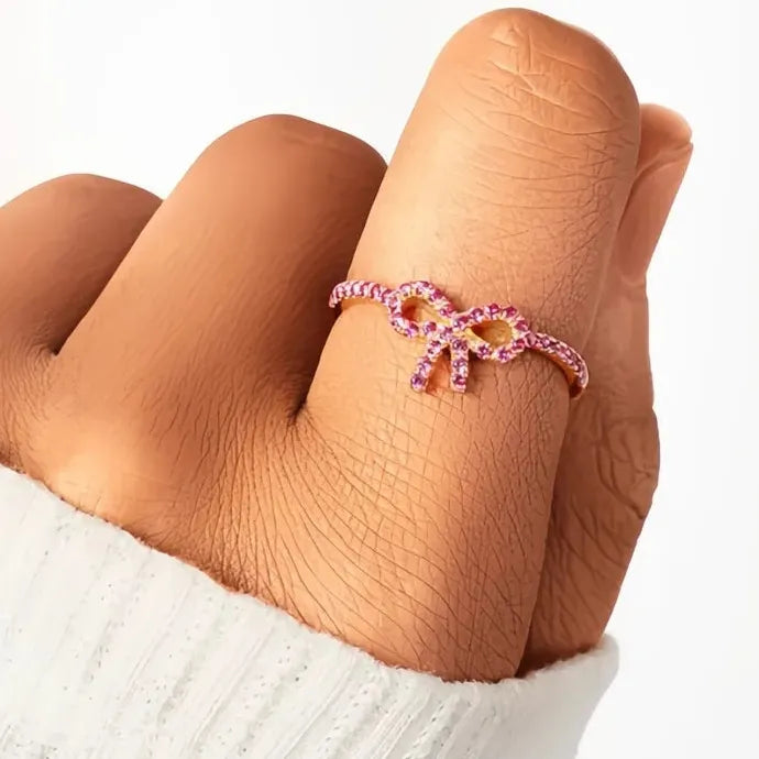 Bowknot Cubic Zirconia Brass Engagement Ring for Women Wedding Jewelry
