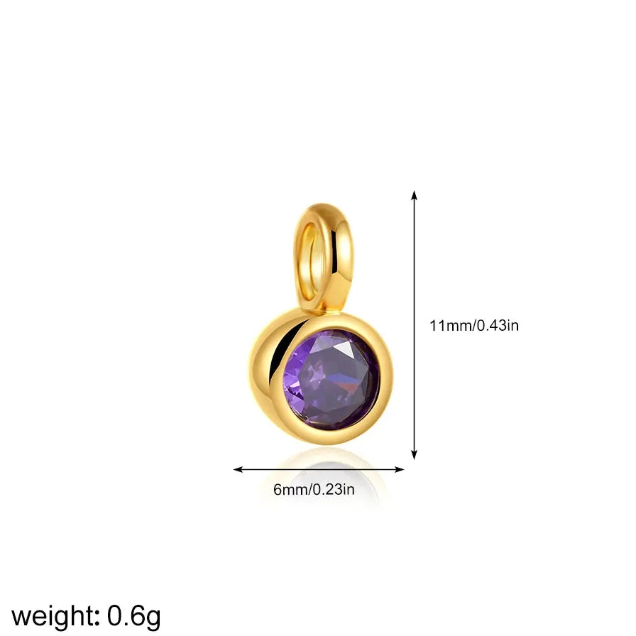 Multicolor Crystal 12 Month Birthstone Pendant Charm for Women Stainless Steel Gold Jewelry
