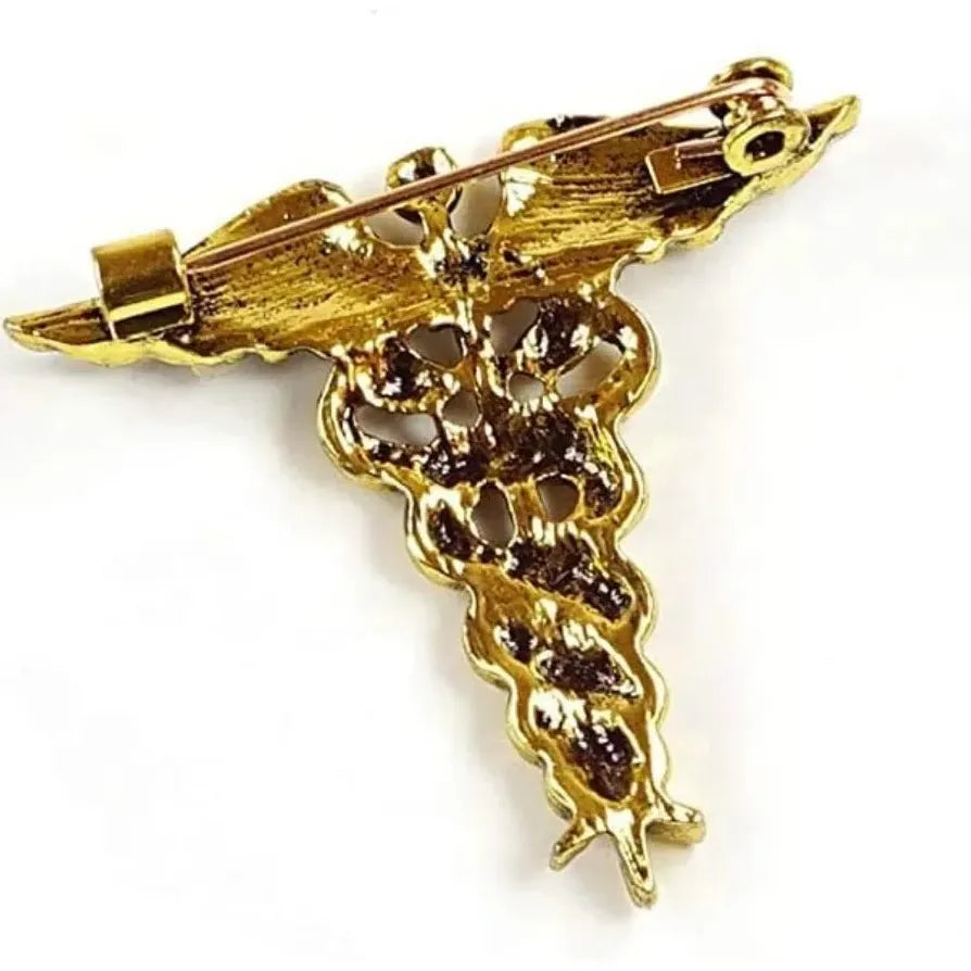 Enamel Caduceus Medical Symbol Brooch Pin Doctor Nurse Gift