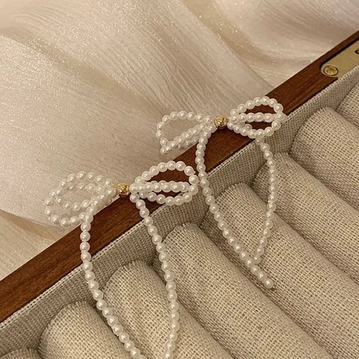 2026 Korea Fashion Pearl Butterfly Bow Drop Earrings for Women Wedding Jewelry