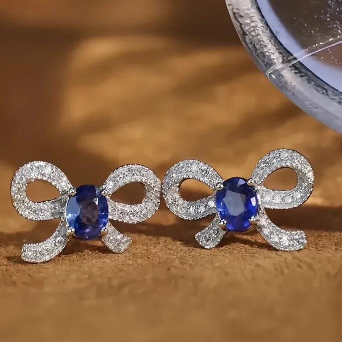 Blue Cubic Zirconia Geometric Copper Alloy Stud Earrings for Women
