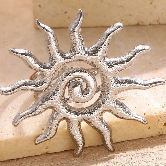 Adjustable Sunflower Stainless Steel Ring for Women Vintage Statement Jewelry Gift