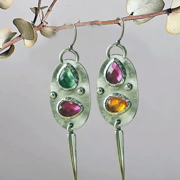 Vintage Indian Tribe Zinc Alloy Drop Dangle Earrings for Women Long Ethnic Jewelry