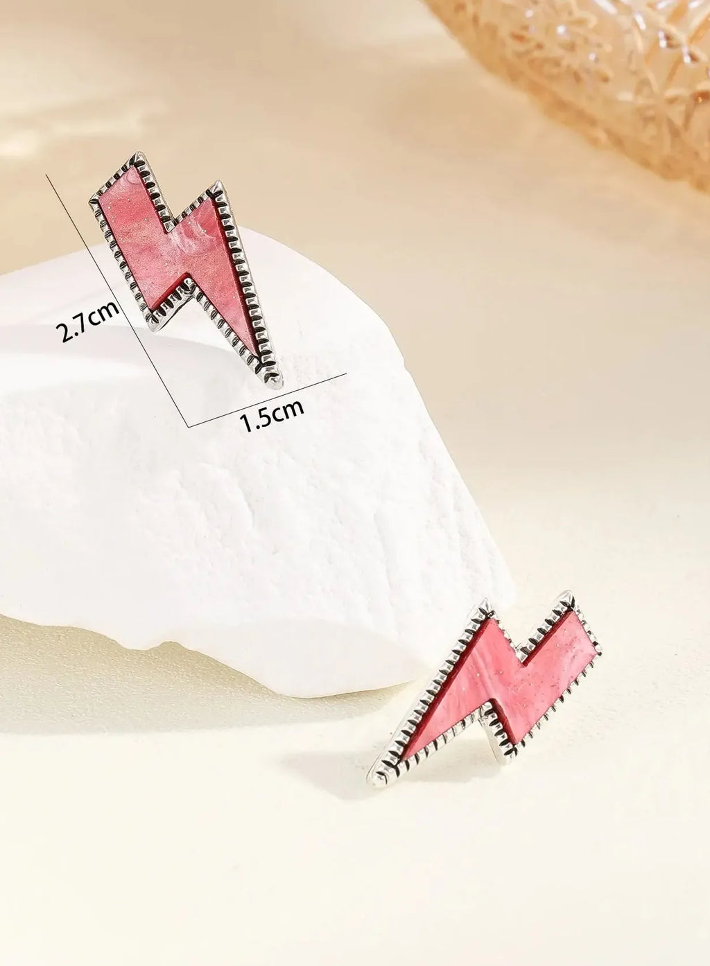 Women's Two-Color Lightning Stud Earrings Neon Acrylic Zinc Alloy Jewelry