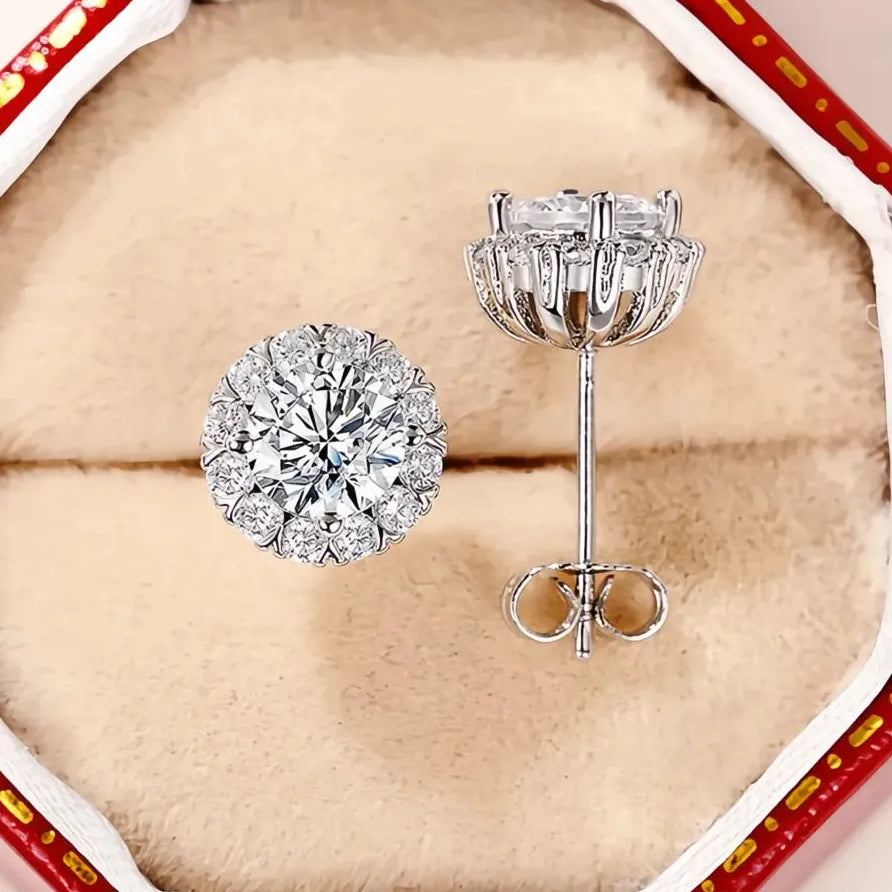 Elegant Classic AAA Cubic Zirconia Stud Earrings for Women Silver Jewelry
