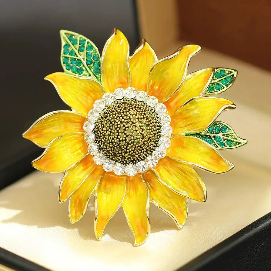 Vintage Sunflower Brooch for Wedding Party Gift Women & Men