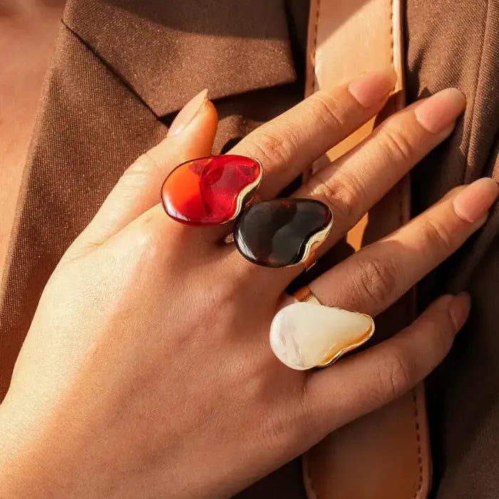 Bohemian Irregular Geometric Adjustable Mood Tracker Ring for Women Men