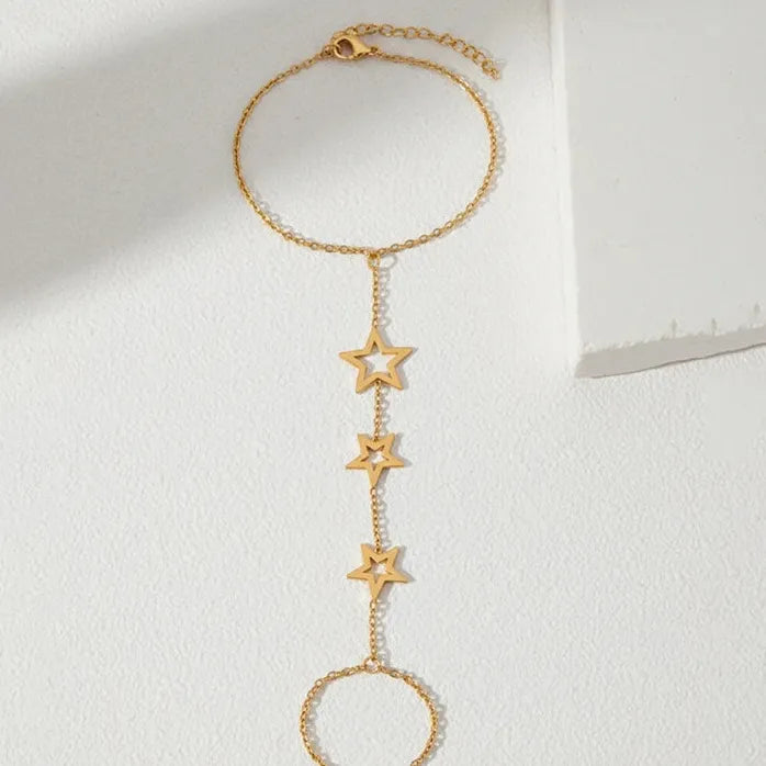 Stainless Steel Hollow Star Finger Bracelet Retro Casual Women's Jewelry Charm