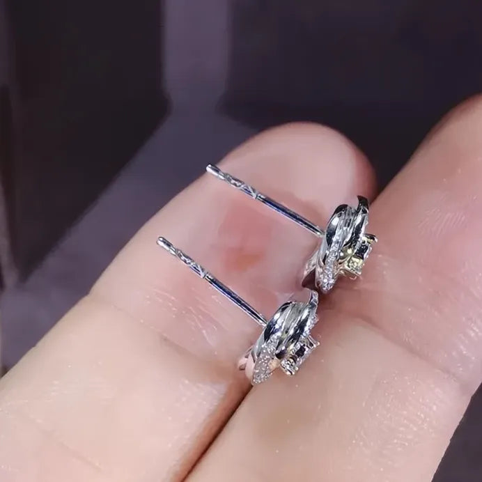Geometric Rose Cubic Zirconia Stud Earrings for Women Wedding Jewelry