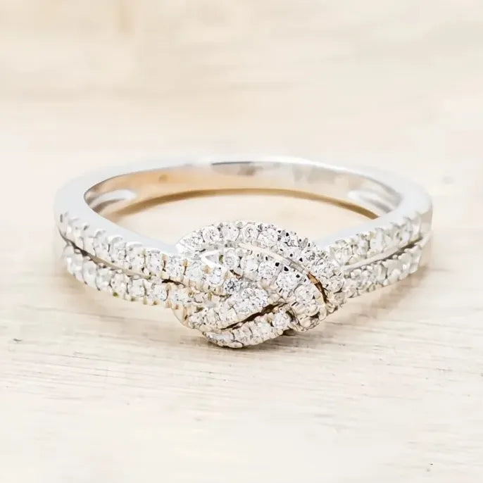 Silver Color Knot Ring for Women Cubic Zirconia Inlaid Wedding Band Fashion Jewelry
