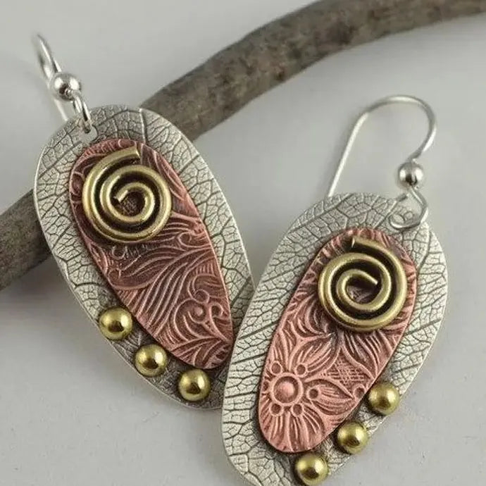 Vintage Geometric Bohemian Metal Carved Drop Earrings for Women Parties Engagements