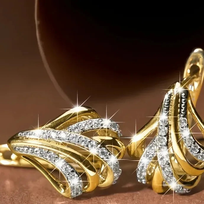 Geometric Hoop Earrings for Women Copper Alloy Cubic Zirconia Jewelry