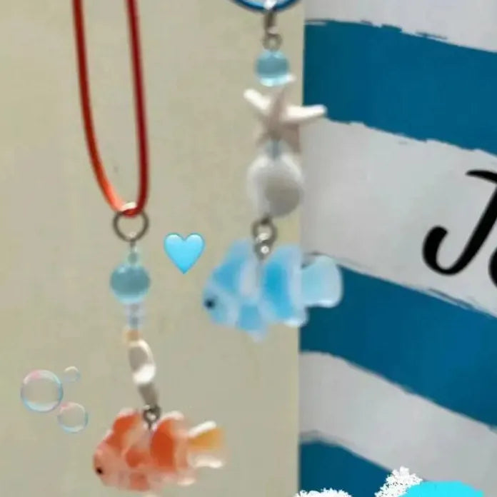 Acrylic Cartoon Clownfish Pendant Necklace for Women Girls Marine Jewelry Gift
