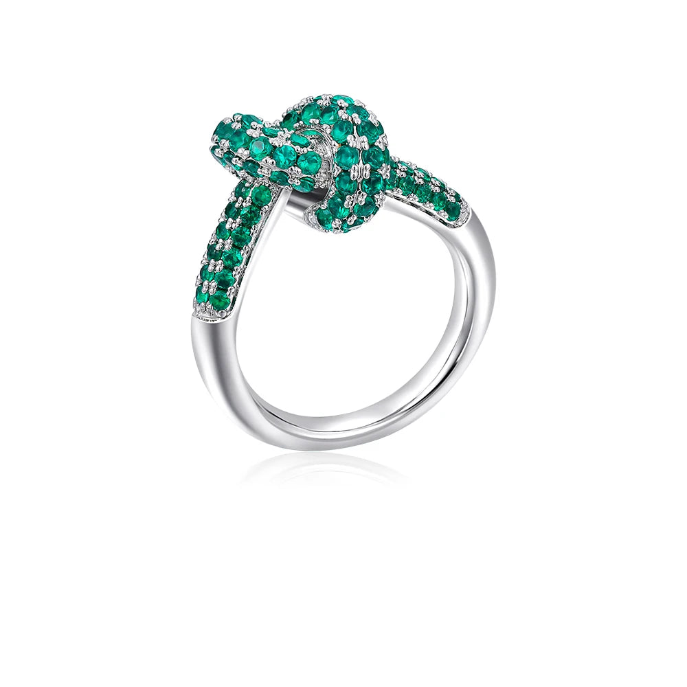 18k Gold Plated Stainless Steel Colored Zircon Knot Ring Women Wedding Jewelry