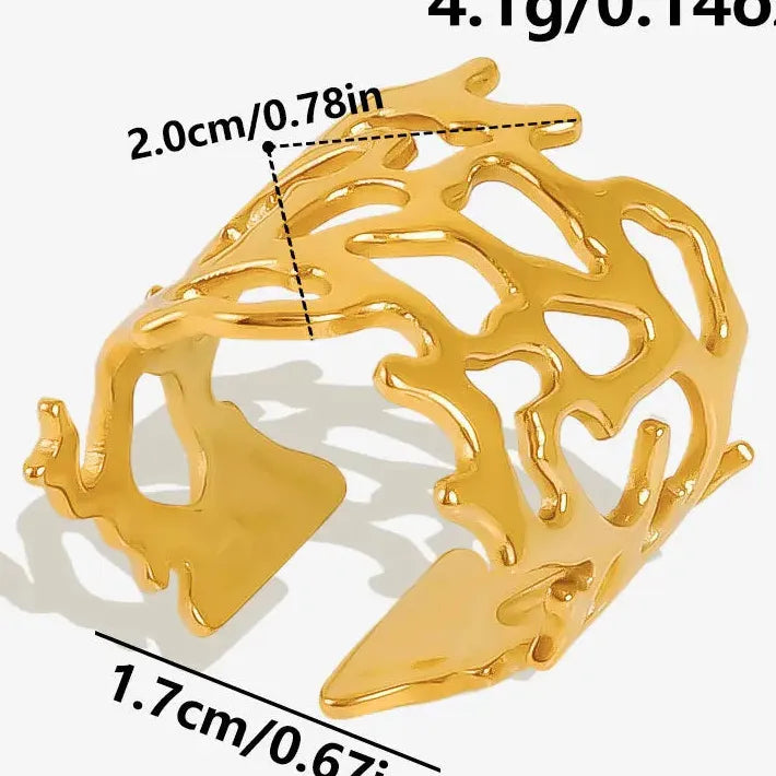 Stainless Steel Hollow Irregular Tree Branch Ring Waterproof Wedding Gift Jewelry