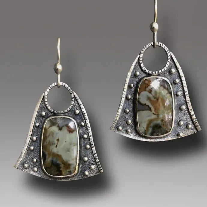 Vintage Bohemian Resin Inlaid Drop Earrings for Men and Women Gift