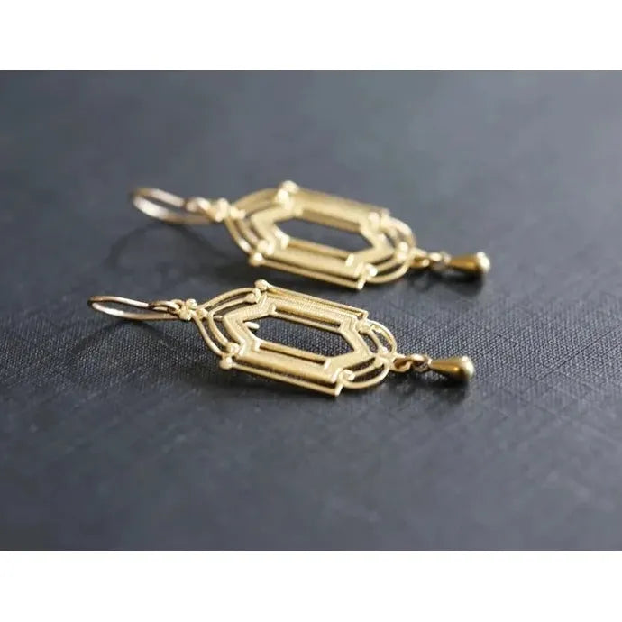 Retro Gold Geometric Square Drop Earrings for Women Zinc Alloy Jewelry