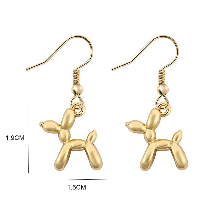 Silver Mini Balloon Dog Stud Earrings for Women Korean Jewelry