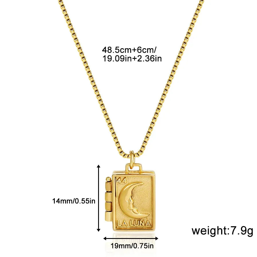 Stainless Steel Openable Moon Photo Frame Locket Pendant Necklace for Women