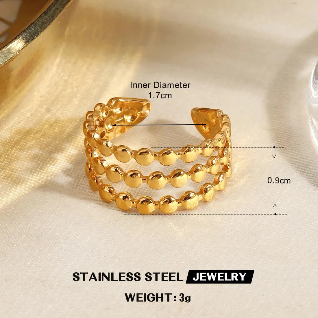 Butterfly Leaf Heart-Shaped 18K Gold Stainless Steel Ring Waterproof Gift Jewelry