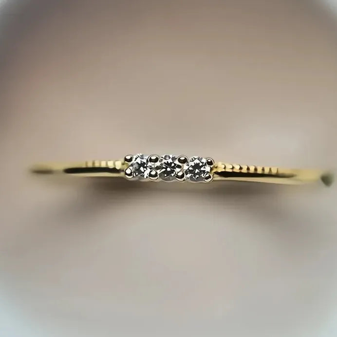 Geometric Gold & Silver Cubic Zirconia Ring for Women – Thin Trendy Design