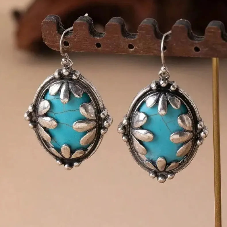 Vintage Copper Water Drop Earrings with Imitation Stone for Brides Wedding Jewelry