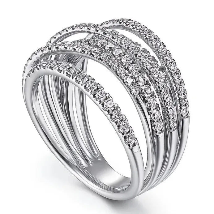 Brass Zirconia Pave Cross Wedding Band Luxury Fashion Ring Gift for Her
