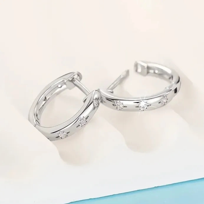 Star Hoop Earrings for Women with Sparkling Cubic Zirconia Jewelry