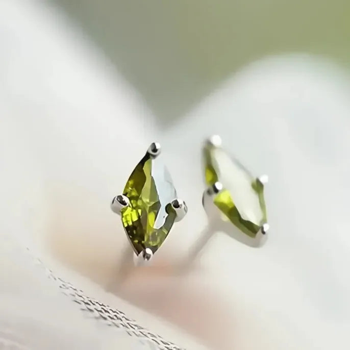 Marquise Cut Green Cubic Zirconia Copper Alloy Stud Earrings for Wedding Jewelry