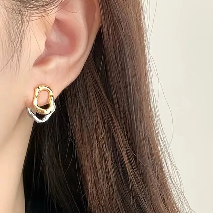 Vintage Stainless Steel Geometric Droplet Stud Earrings for Women