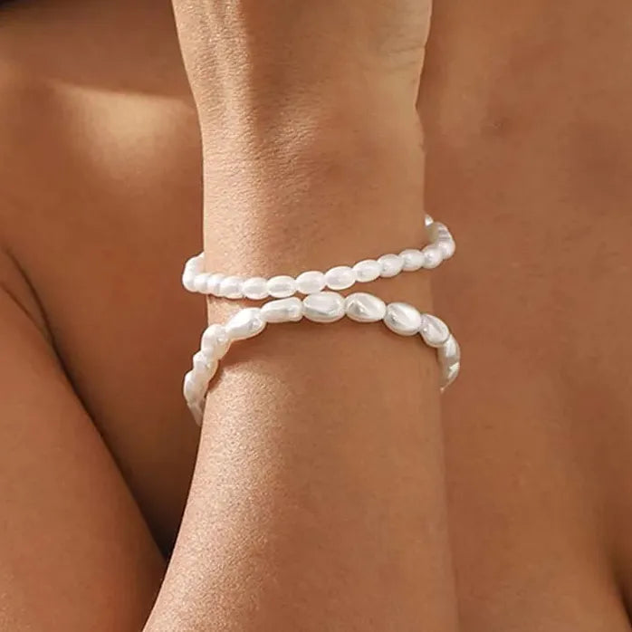 5Pcs Gold Beaded Bracelet Set Bowknot Bangle for Women Jewelry Gift